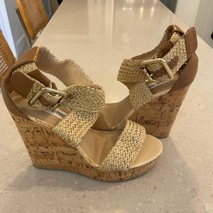 Steve Madden nude wedge heels.